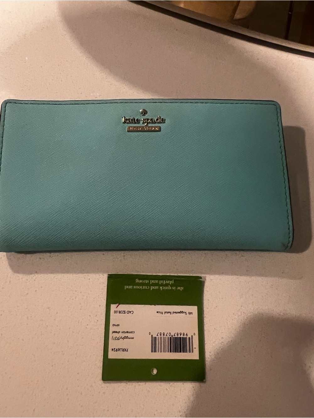 kate spade Turquoise Saffiano Continental Wallet